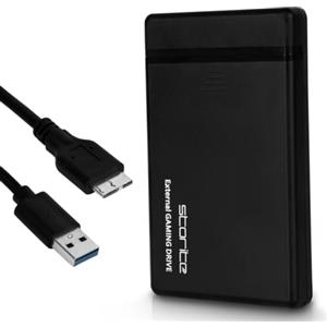 Storite Disco rigido esterno 1 TB con USB 3.0 per PC - Nero | 2,5 pollici, velocità di trasferimento 5 Gbps, compatibile con laptop, console, Mac, smartphone, tablet, luce LED