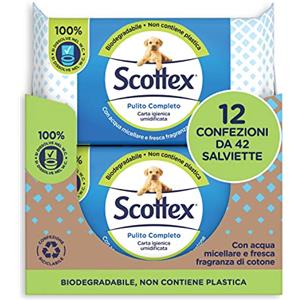 Scottex Pulito Completo Carta Igienica Umidificata, Biodegradabile, Confezione Reciclabile, 504 Salviette