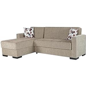 Arredo Stock Divano letto angolare con penisola reversibile, 227x77x175 cm (Beige)