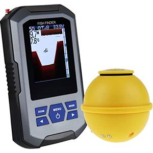 GAIN EXPRESS Cercatore di Pesci Senza Fili Sensore Sonar 125kHz Frequenza 45 Metri / 147 profondità Allarme Funzione e Ampio Display LCD