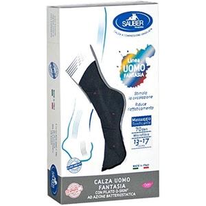 SAUBER Calza Uomo Fantasia Q-SKIN 70 Den Blu Pois Rossi Taglia M