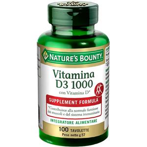 SOLGAR ITALIA Vitamina D3 1000 IU - Integratore alimentare in 100 tavolette per salute ossea e immunitaria