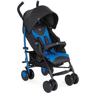 Chicco Echo Passeggino Leggero Pieghevole da 0 Mesi a 22 kg, Passeggino Reclinabile e Compatto con Manicotto Paracolpi, Posizione Nanna, Chiusura a Ombrello, Capote Trasformabile -Blu