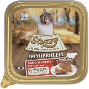 Stuzzy Monoprotein Manzo - Cibo Umido per Gatti 100g, 99,9% Proteine Animali, Cotto a Vapore, Senza Glutine