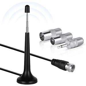 Adiwo DAB Radio Antenna FM Telescopica Interna con Base Magnetica, 5 dBi Antenna TV con 3m Cavo Prolunga, 75Ohm Antenne per Radio Portatile per Amplificatore Home Cinema Sistema HiFi Ricevitore