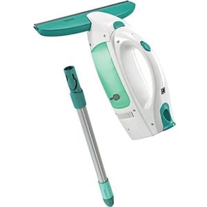 Leifheit Dry & Clean Set Lavavetri elettrico con manico per lavaggio a 360°, Tergivetro professionale fino a 35 min con 1 carica, Tira acqua da doccia