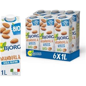 BJORG Bevanda di Mandorla Biologica 6x1L | Bevanda vegetale, senza glutine, basso contenuto di grassi, gusto delicato, prodotto in Italia, bio, vegan
