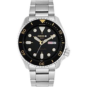 Seiko 5 Sports Orologio Analogico Automatico Uomo con Cinturino in Acciaio SRPD57K1, Nero, 7K1