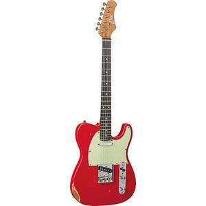 EKO GUITARS VT380 Relic, Chitarra Elettrica Serie Tribute Relic Corpo in Pawlonia, Manico in Acero e Tastiera in South American Roupanà, Pickup Single coil, controlli Volume e Tono. Colore Fiesta red