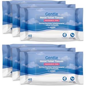 by Amazon Carta igienica delicata e umida, inodore, fine a filo, Senza profumazione, 240 pezzi (6 confezioni da 40) (Precedentemente Marchio Presto!)
