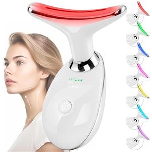 Eshomey Massaggiatore Viso Antirughe Lifting Elettrico: Dispositivo di Bellezza con 3 Modi LED - Massaggio EMS per Face Lifting - 45°C Terapia Della Luce Gua Sha Massaggiatore Facciale del (Bianco)
