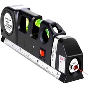 Generico Livella laser 4 in 1 con Metro a nastro multifunzione - Laser Livellante Orizzontale Verticale e Trasversale - Livella a Bolla con Metro a Nastro 250 cm Batterie Incluse
