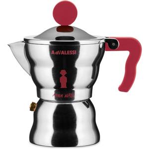 Alessi, Caffettiera Espresso di Design, Corpo in Alluminio, Manico e Pomolo in Resina Termoplastica, 1 Tazza