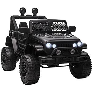 HOMCOM Macchina Elettrica per Bambini 3-6 Anni da 12V con Telecomando e Guida Manuale, Doppio Motore, Fari e Clacson, 100x64.2x71 cm, Nero