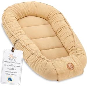 Totsy Baby Mussola Riduttore lettino neonato - 90x50 cm baby nest trasportabile per neonati nido culla pod cocoonababy babynest antisoffoco Beige