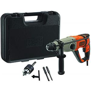 BLACK+DECKER MARTELLO TASSELLATORE/SCALPELLATORE SDS+ 800W, 2.2J EPTA, 0-5500 colpi/min. In dotazione: Extra mandrino 13mm, 2 punte SDS+ per muratura, Asta di profondità, Valigetta BEHS02K-QS