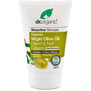dr.organic Crema Mani all'Olio Vergine d'Oliva Biologico 125ml - Riparatrice Intensiva con Aloe Vera e Foglie di Vite