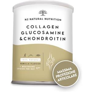 N2 Natural Nutrition GLUCOSAMINA 1500mg + CONDROITINA 1200mg + COLLAGENE IDROLIZZATO 10.000mg + Acido Ialuronico + Vitamina C. Protezione della Cartilagine e la Cura delle Articolazioni, Pelle e Ossa. N2 Natural Nutrition