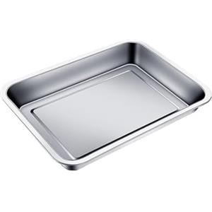 Creperture Teglia da forno, 45 x 35 x 4,8 cm, in acciaio inox, rettangolare, facile da pulire, per cuocere
