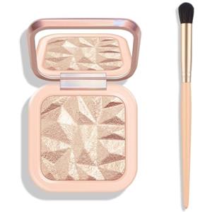Lilbitty 1 Pezzo Palette Illuminante in Champagne con Glitter + 1 Pezzo Pennello Color Albicocca, Trucco Lucente per Splendore Naturale, Luccichio Duraturo per Viso, Set Trucco