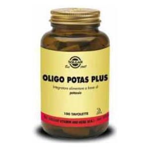 Solgar Oligo Potas Plus - Integratore Alimentare con Potassio Gluconato, 100 Tavolette per Muscoli e Cuore