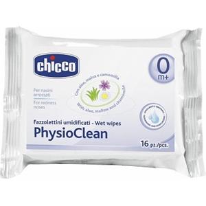 Chicco Fazzolettini umidificati Physioclean con aloe, malva e camomilla - Confezione da 16 pezzi per l'igiene del bambino