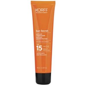 Korff Sun Secret Latte Solare SPF15 - Latte Protettivo Anti-Age, Texture Leggera e Resistente all'Acqua, 100ml