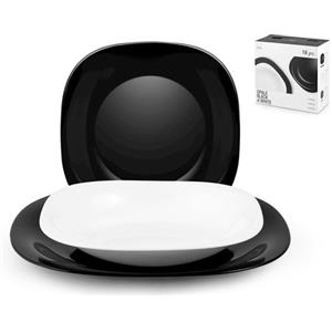 H&H Lifestyle 3996200 servizio da tavola 18 pz Vetro Nero, Bianco