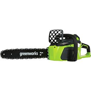 Greenworks Batteria Motosega a catena GD40CS40, Li-Ion 40V 11 m/s velocità della catena, 40cm lunghezza della spada, 180ml volume del serbatoio dell'olio senza batteria e caricabatterie