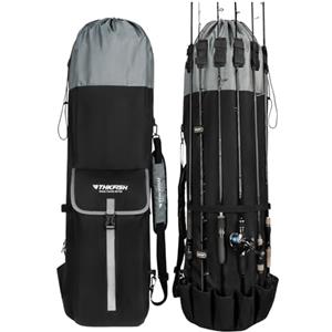 THKFISH Zaino da Pesca Borsa da Pesca 900D Panno Oxford Custodia portacanne da Pesca per riporre Fino a 6 canne con mulinelli
