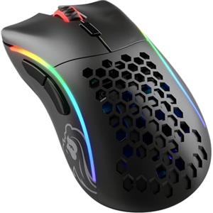 Glorious PC Gaming Race Glorious Gaming Model D- (Piccolo) Wireless Mouse da gaming senza fili - Superleggero 67 g, design a nido d'ape, RGB, ergonomico, wireless 2,4 GHz senza lag, fino a 71 ore di batteria - Nero opaco