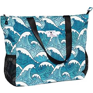 ESVAN - Grande borsa da spiaggia resistente all'acqua, leggera, 50,8 cm, da donna, oversize, borsa tote per palestra, spiaggia, viaggi, piscina, yoga, da infermiera, Onda, X-Large, Moda