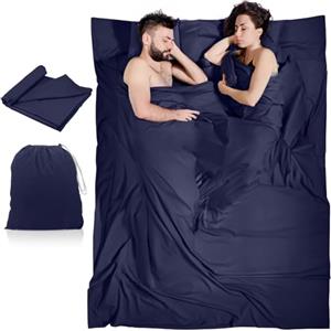 Coyonce Sacco Lenzuolo per 2 Persone 220x180 cm, Ultraleggero Sacco a Pelo Lenzuolo Sacco a Pelo Adulti Lenzuola a Sacco da Viaggio Campeggio Sacco Letto