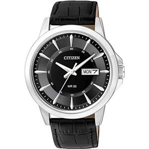 Citizen Orologio Analogico Quarzo Uomo con Cinturino in Pelle BF2011-01EE | al quarzo, vetro di cristallo, impermeabile fino a 5 bar, riserva di carica di 3 anni, giorno/data, cinturino in pelle