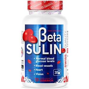 Betasulin - Integratore Alimentare per il Mantenimento dei Livelli Normali di Zucchero nel Sangue - 30 Capsule con Vitamina C, Riboflavina e Tiamina