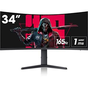 KOORUI Monitor Gaming Curvo 34 Pollici, 165Hz, 1MS, 1000R, WQHD 3440x1440, VA, DCI-P3 90%, Adaptive Sync, 2xHDMI 100Hz & Display Port 165Hz, VESA 75 * 75mm