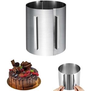Frogetu Anello Torta Regolabile 20cm,Cerchio per Torta Diametro Regolabile 16-30cm,Stampo Circolare Torta in Acciaio Inossidabile,Coppa Pasta,Coppa Pasta di Acciaio,Coppapasta Tondi,Anello per Torte