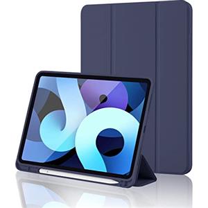 Palkitsee Custodia Cover per iPad (A16) 11 Generazione 11 Pollici 2025/iPad 10 Generazione 2022 iPad 10,9 con portapenne, Cover Tablet Sottile con Retro in Morbido TPU con Auto Svegliati/Sonno, Blu Scuro