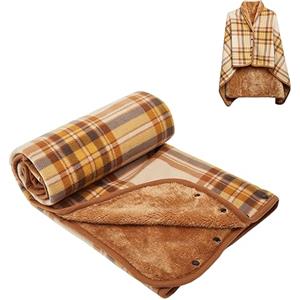 SIVENKE Poncho da Donna Indossabile Mantello Caldo Coperta Calda Invernale con Bottoni Scialle Grande Sciarpa Flanella Maglia Cape Cardigan per Donna Uomo 100 x 140 cm