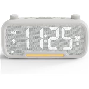 MINORZ Radiosveglia Digitale da Letto, Orologio da Tavolo con Luce Notturna, Altoparlante Bluetooth, Porta USB & Type C, Batteria Backup, Dimmerabile 0-100%, Volume 50-120 dB, Sveglia per Sordi | Udenti