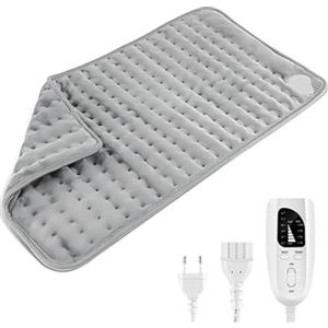 Genérico Coperta elettrica lombare, con 6 livelli di riscaldamento, cuscino termico per schiena, collo, spalle e addome, spegnimento automatico, dimensioni 30 x 60 cm, grigio scuro