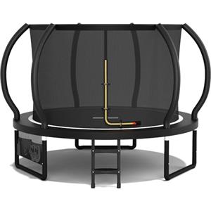 Devoko Trampolino da Esterno Ø 228/305/366/427 cm, Certificazione GS, per Bambini, con Rete di Sicurezza, Scala, Design a Zucca, Portata Massima 150 kg