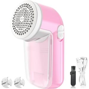 GeeRic Levapelucchi Elettrico, GeeRic USB Leva Pallini per Vestiti con Spazzola+2 Lame di Ricambio Rapido Potente Portatile Ricaricabile Togli Pelucchi per Tessuti Abiti Tappeti Divani Pratico Regalo Rosa