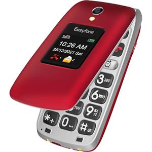 Easyfone Prime-A1 Pro 4G GSM Telefono Cellulare a conchiglia per Anziani, Telefono Cellulare con Tasti Grandi, Funzione SOS, Dual HD IPS Display, Base di ricarica, 1500mAh Batteria (Rosso)