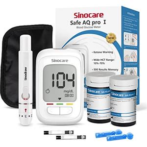 Sinocare Misuratore Glicemia nel Sangue, Diabete Test Kit di Test Rapido e Accurato con Elettrodo d'argento Aggiornato, incluse 50 Strisces/Lancettes-mg/dL (Safe AQ Pro 50 kit)