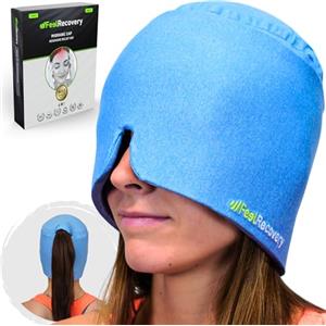 Feel Recovery Maschera per Emicrania 360º - Riutilizzabile Cappello Mal di Testa - Cappuccio Impacco di Ghiaccio Gel per Sollievo da Emicrania, Sinusite, Stress, Occhiaie - Inodore, Taglia Unica e +30%