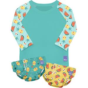 Bambino Mio, Set Nuoto, Combo Top Nuoto e Costumino Contenitivo, Tropicale, Piccolo (0-6 Mesi)