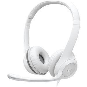 Logitech H390 Cuffia con Cavo per PC/Portatile, Auricolari Stereo con Microfono con Cancellazione del Rumore, USB-A, Comandi Integrati, Compatibile con i Chromebook, Bianco