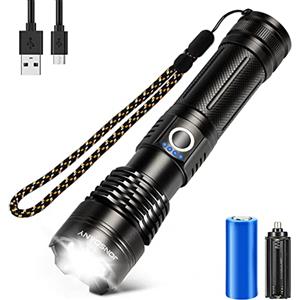 JONSDANY Torcia LED Ricaricabile 15000 Lumens, Zoomabile, IP68 Impermeabile 5 Modalità,Intervallo lungo