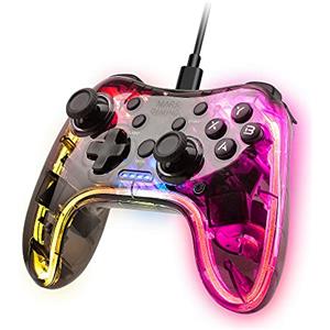 Mars Gaming gl_electronics MARSGAMING Mars Gaming MGP-C, Gamepad Professionale Neon RGB, Doppia Vibrazione Aptica, Joystick Analogici, Controller per PC, Switch, PS3, Raspberry Pi, Mac, Android